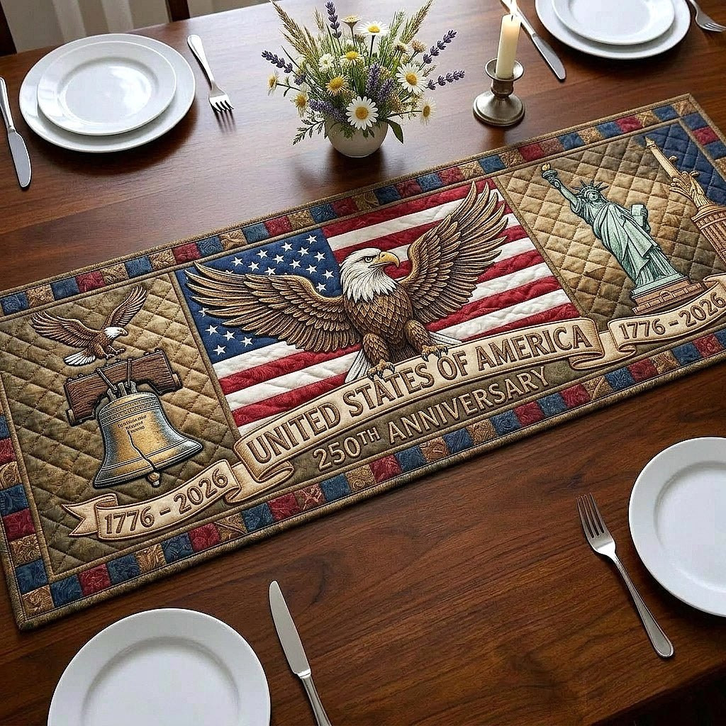 Eagle with Flag and Liberty Bell Table Runner - Made to Order TABLE928