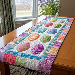 Easter Eggs on Bright Stripes Table Runner - Made to Order TABLE928