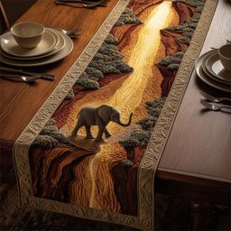 Elephant in Golden Canyon Light Table Runner - Made to Order TABLE928