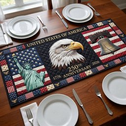Eagle Head with Flag and Liberty Table Runner - Made to Order TABLE928