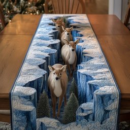 Doe Standing on Icy Slope Table Runner - Made to Order TABLE928
