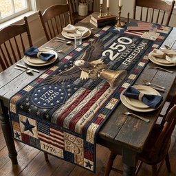 Eagle with Flag and 250 Years of Freedom Table Runner - Made to Order TABLE928