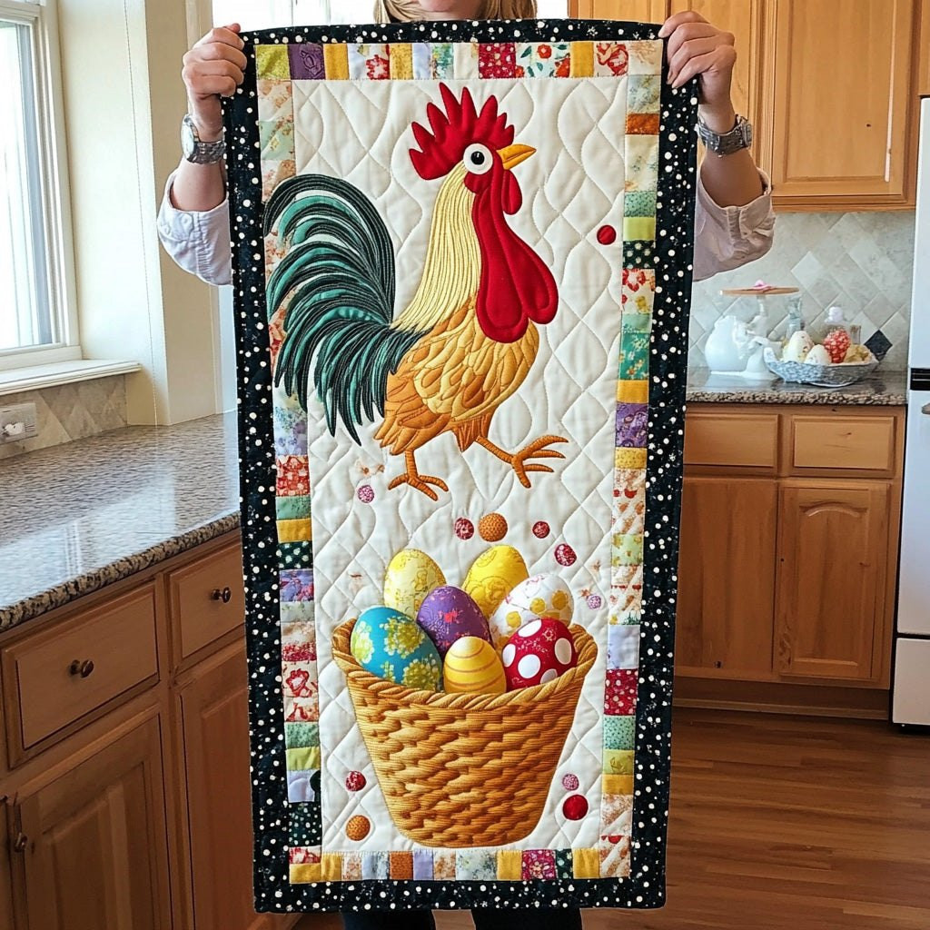Emerald Rooster with Egg Basket Table Runner - Made to Order TABLE928