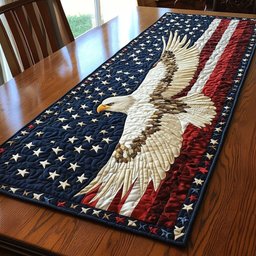 Eagle Flying Over the Flag Table Runner - Made to Order TABLE928