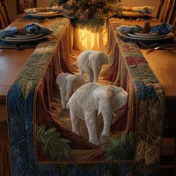 Elephants Walking Through Red Canyon Table Runner - Made to Order TABLE928