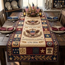 Eagle Crest with Laurel and Gold Stars Table Runner - Made to Order TABLE928