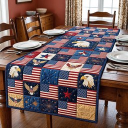 Eagle and Flag Patchwork Blocks Table Runner - Made to Order TABLE928