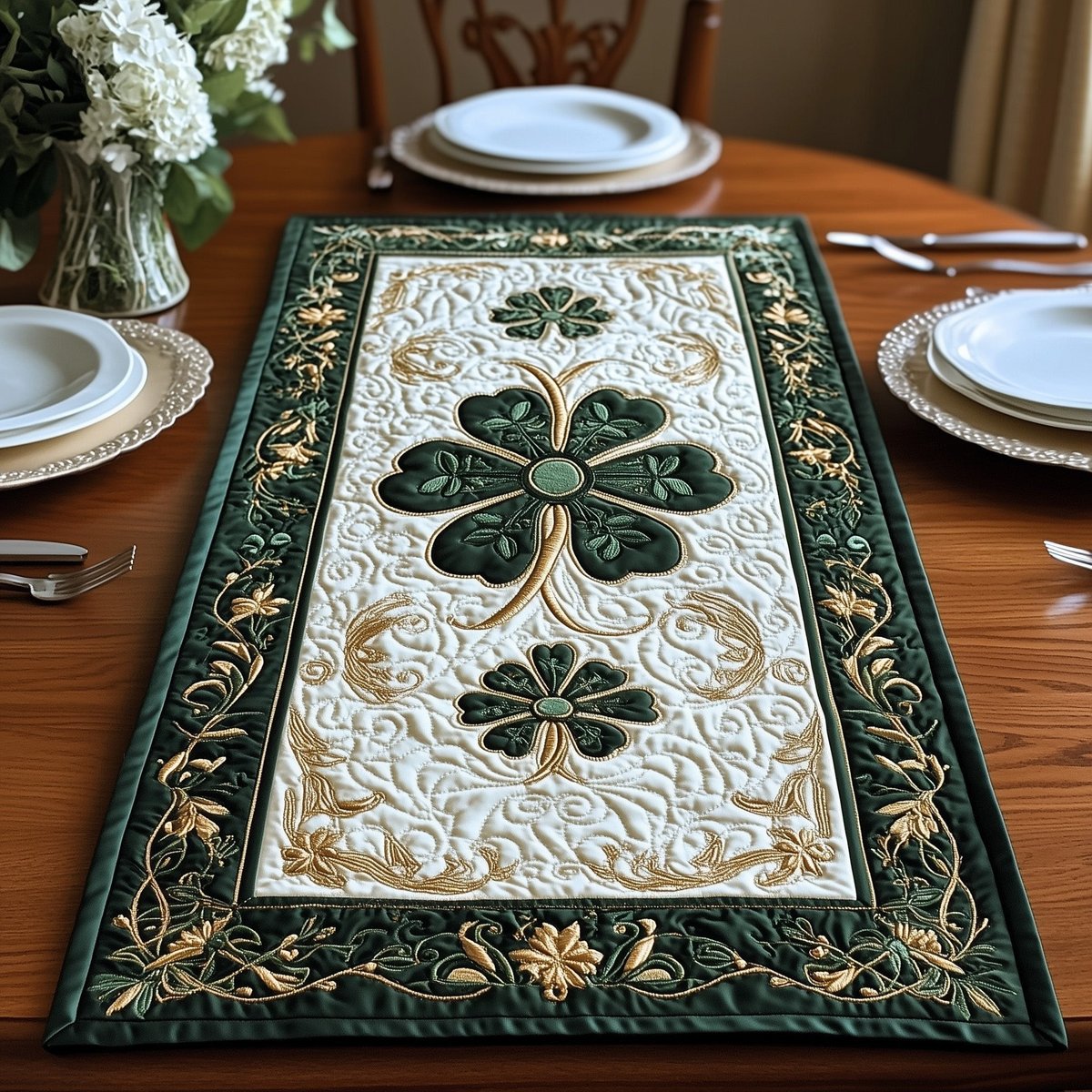 Elegance Celtic Shamrock Table Runner - Made to Order TABLE928