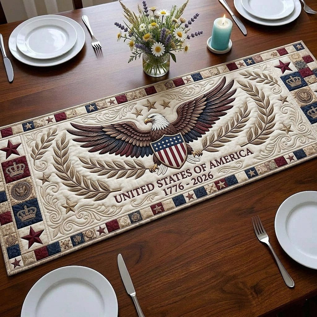 Eagle with Laurel Wreath on Cream Table Runner - Made to Order TABLE928