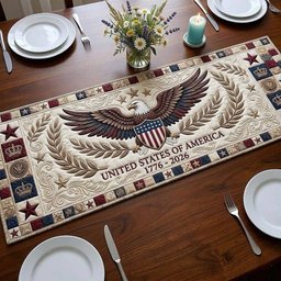 Eagle with Laurel Wreath on Cream Table Runner - Made to Order TABLE928