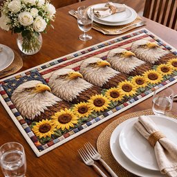 Eagles Above Golden Sunflowers Table Runner - Made to Order TABLE928