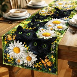 Enchanted Black Purr Table Runner - Made to Order TABLE928