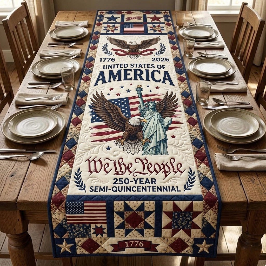 Eagle and Liberty 250 Year Semiquincentennial Table Runner - Made to Order TABLE928