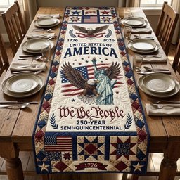Eagle and Liberty 250 Year Semiquincentennial Table Runner - Made to Order TABLE928