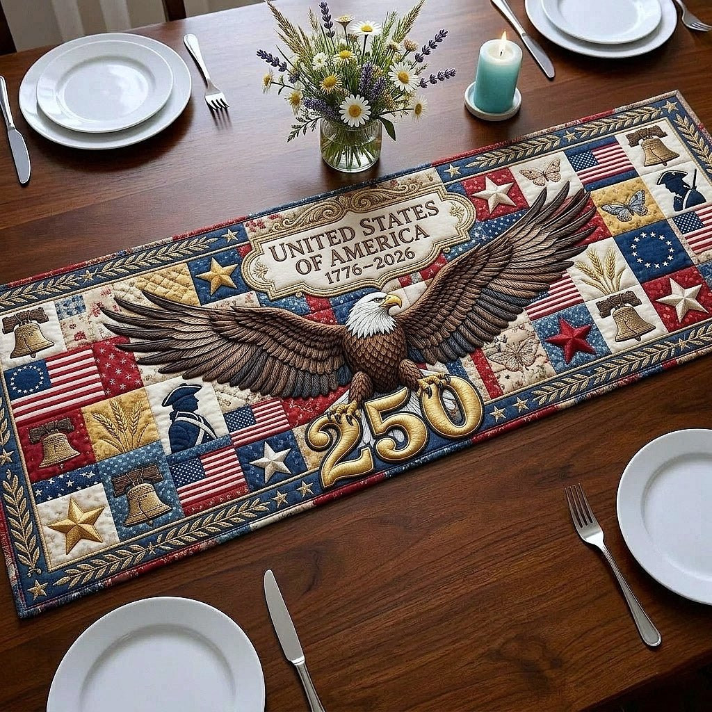 Eagle Above Golden 250 Numerals Table Runner - Made to Order TABLE928