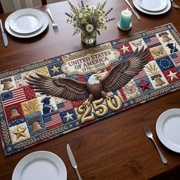 Eagle Above Golden 250 Numerals Table Runner - Made to Order TABLE928