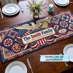 Eagle Crest with Name Plaque Table Runner - Made to Order TABLE928