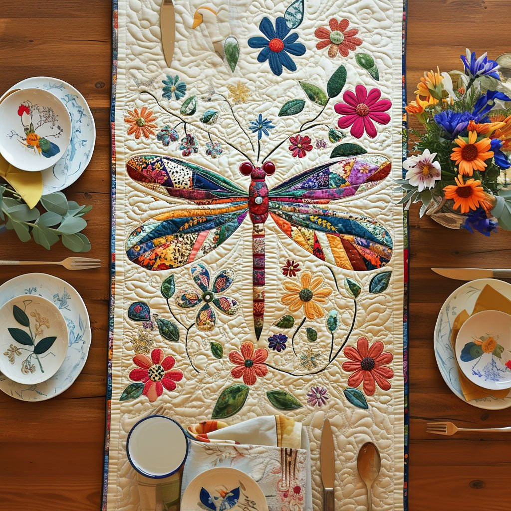Dragonflies on Cream Panel Table Runner - Made to Order TABLE928
