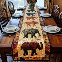 Elephants on Golden Swirls Table Runner - Made to Order TABLE928