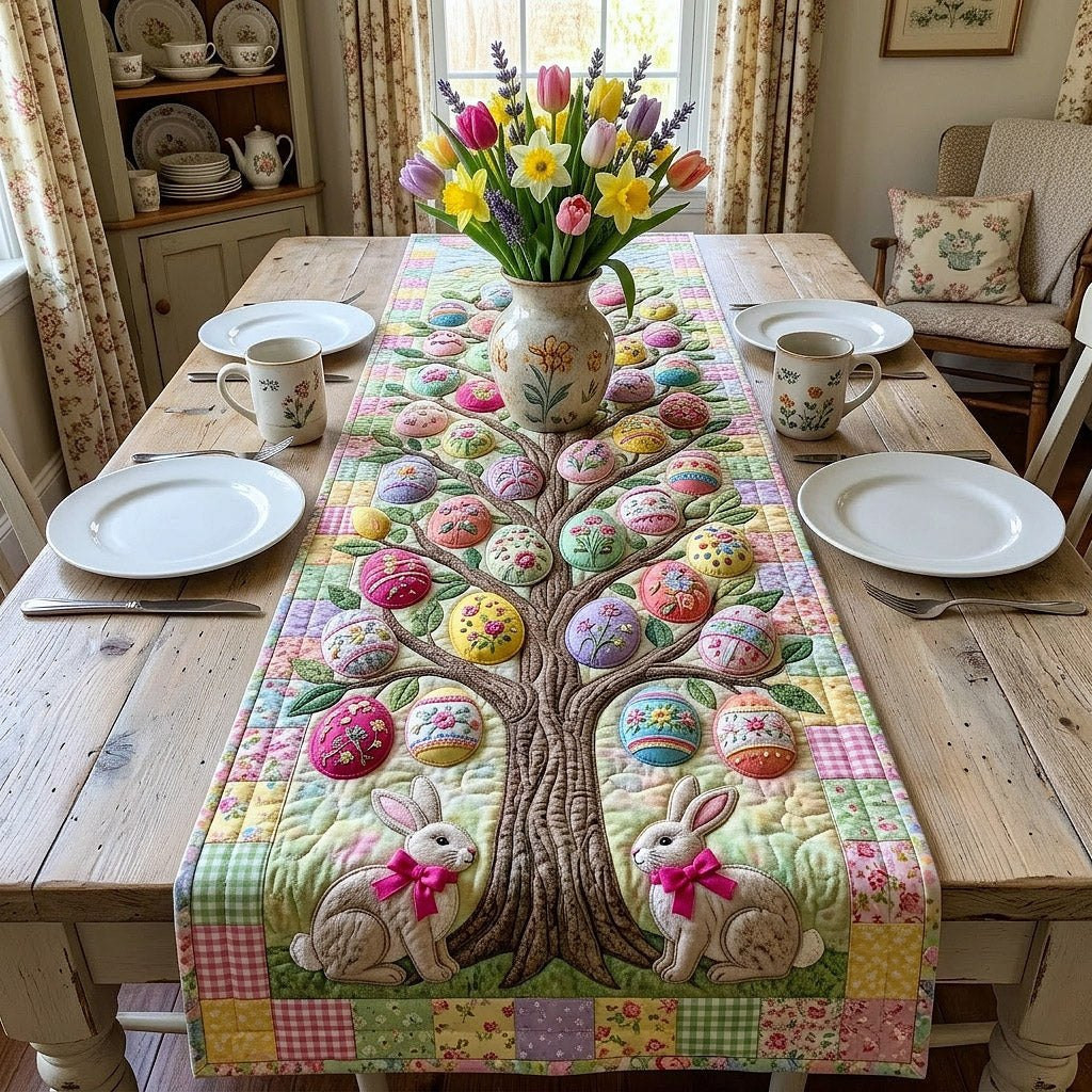 Egg Tree with Bunnies and Bows Table Runner - Made to Order TABLE928
