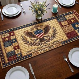 Eagle Shield on Dark Red Border Table Runner - Made to Order TABLE928