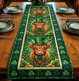Emerald Highland Cow Table Runner - Made to Order TABLE928