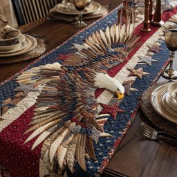 Eagle over Red and Blue Stripes Table Runner - Made to Order TABLE928