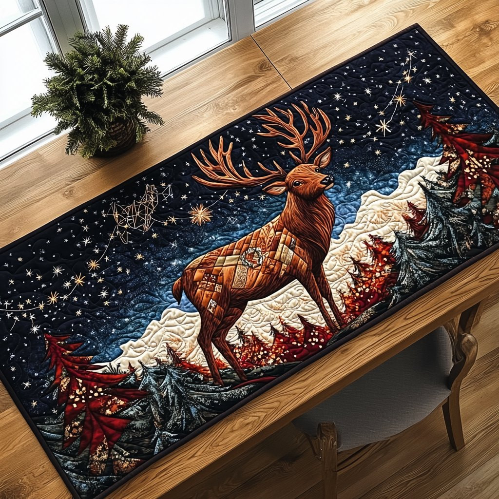Elk Under a Starry Night Table Runner - Made to Order TABLE928