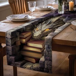 Dragon Among Stone Books Table Runner - Made to Order TABLE928