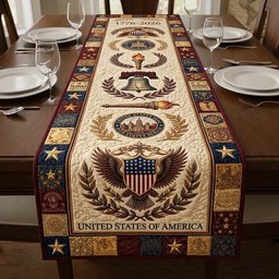 Eagle Shield with Torch and Stars Table Runner - Made to Order TABLE928