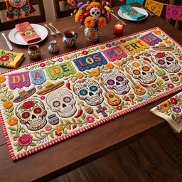 Dia de los Muertos Skull Row Table Runner - Made to Order TABLE928