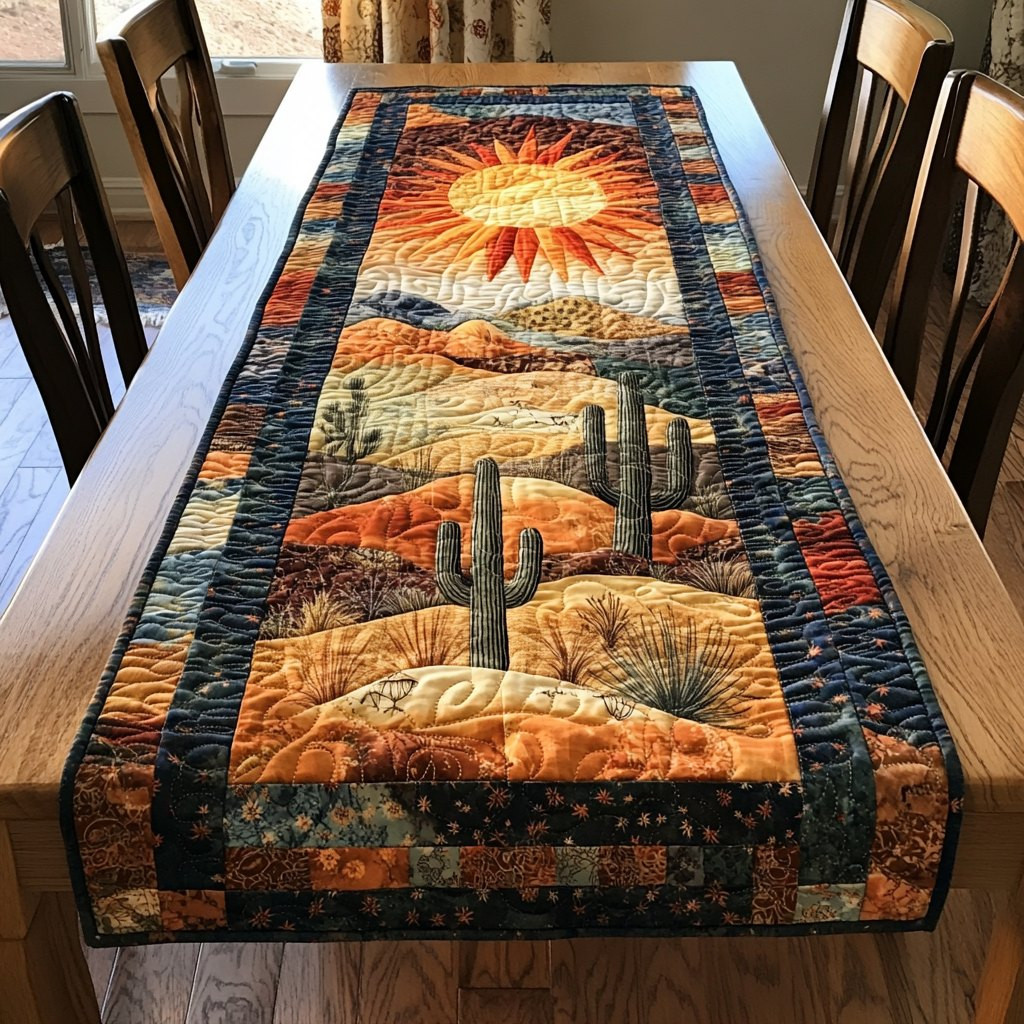 Desert Canyon with a Lone Cactus Table Runner - Made to Order TABLE928
