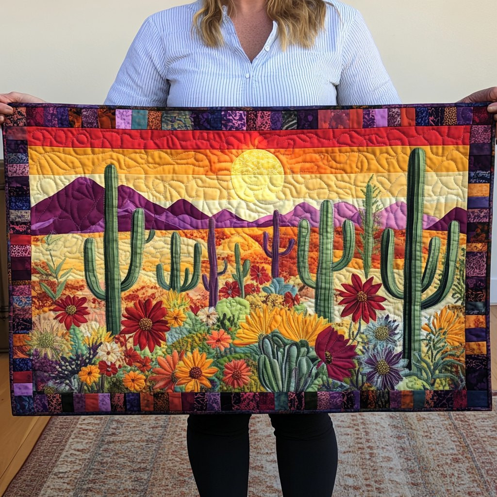 Desert Sunset Behind Saguaros Table Runner - Made to Order TABLE928