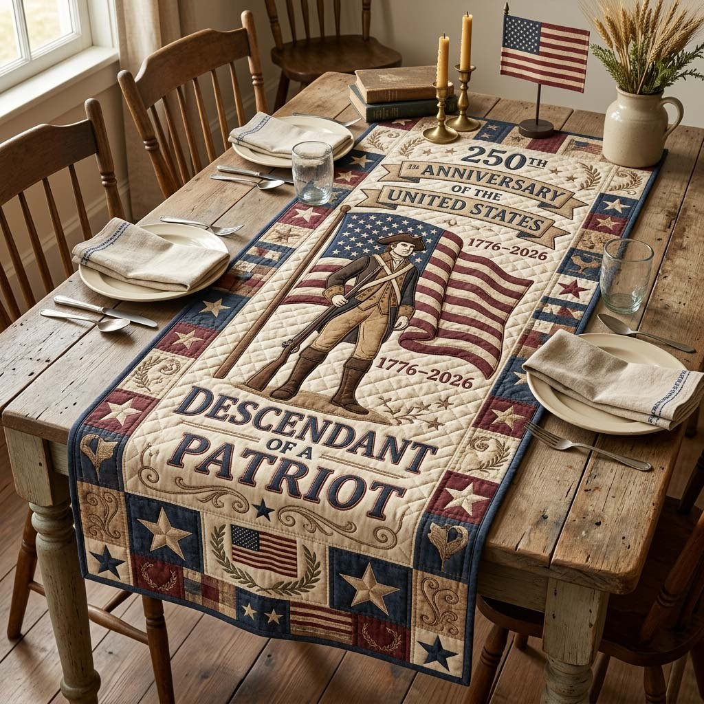 Descendant of a Patriot 250th Anniversary Table Runner - Made to Order TABLE928