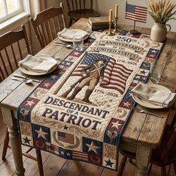 Descendant of a Patriot 250th Anniversary Table Runner - Made to Order TABLE928