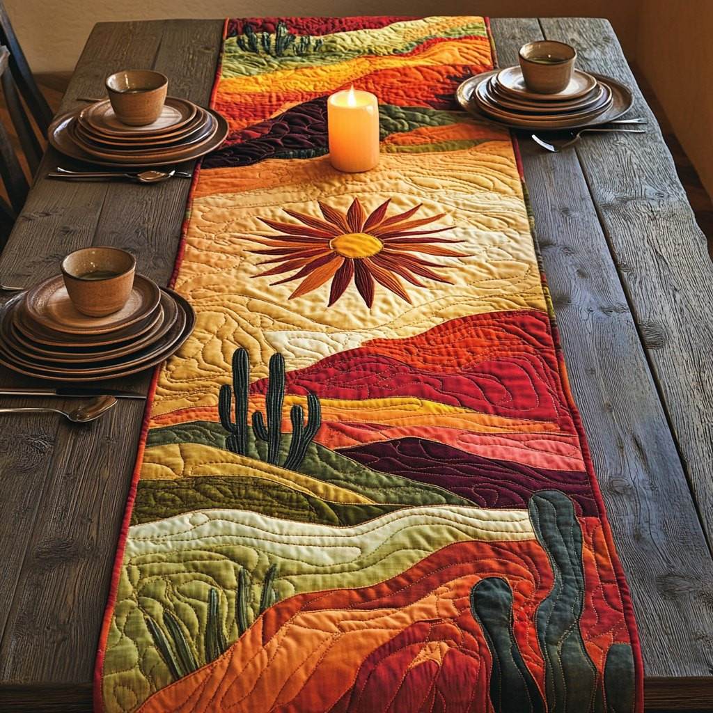 Desert Hills with Cactus and Sun Table Runner - Made to Order TABLE928