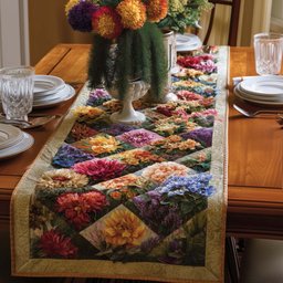 Diamond Patchwork of Garden Flowers Table Runner - Made to Order TABLE928
