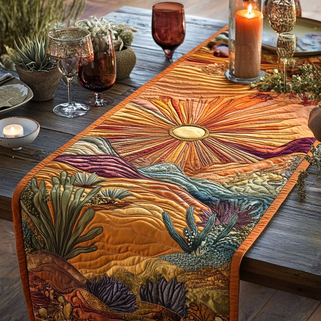 Desert Sunrise Over Golden Dunes Table Runner - Made to Order TABLE928