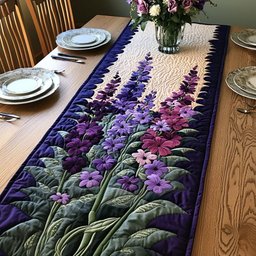 Dewdrop Delphinium Table Runner - Made to Order TABLE928
