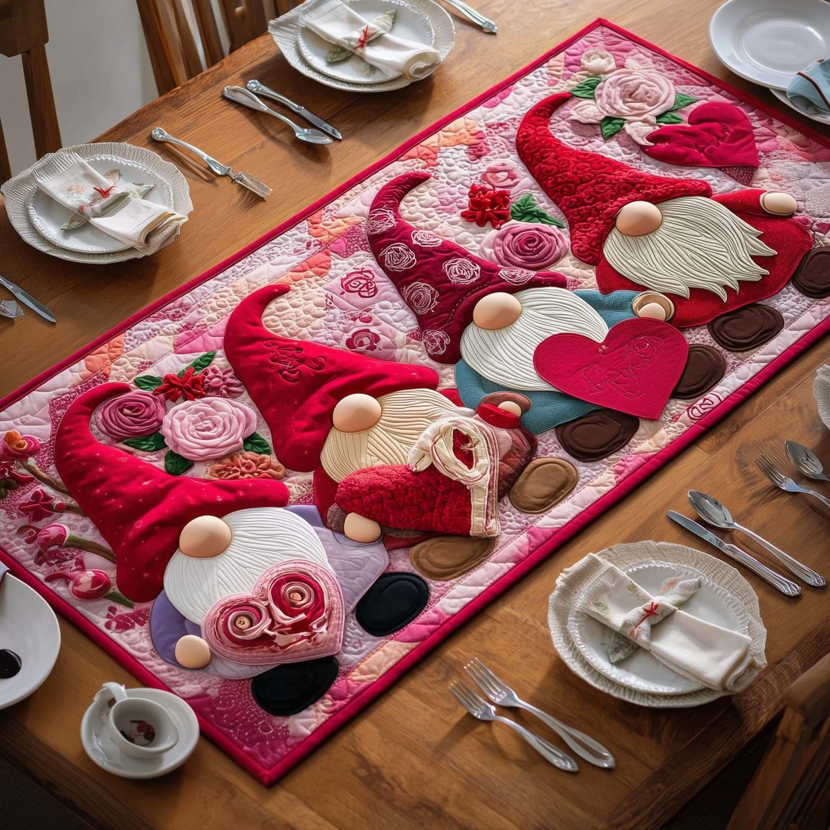 Cupid Gnomes Table Runner - Made to Order TABLE928