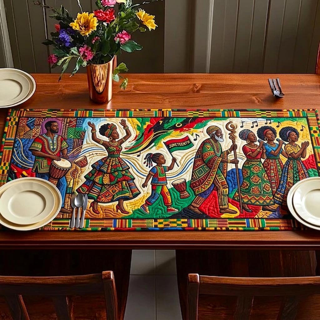 Dancers with Drums on Red Table Runner - Made to Order TABLE928