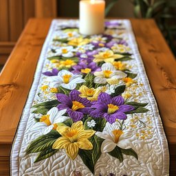 Daffodils and Crocus on Cream Table Runner - Made to Order TABLE928