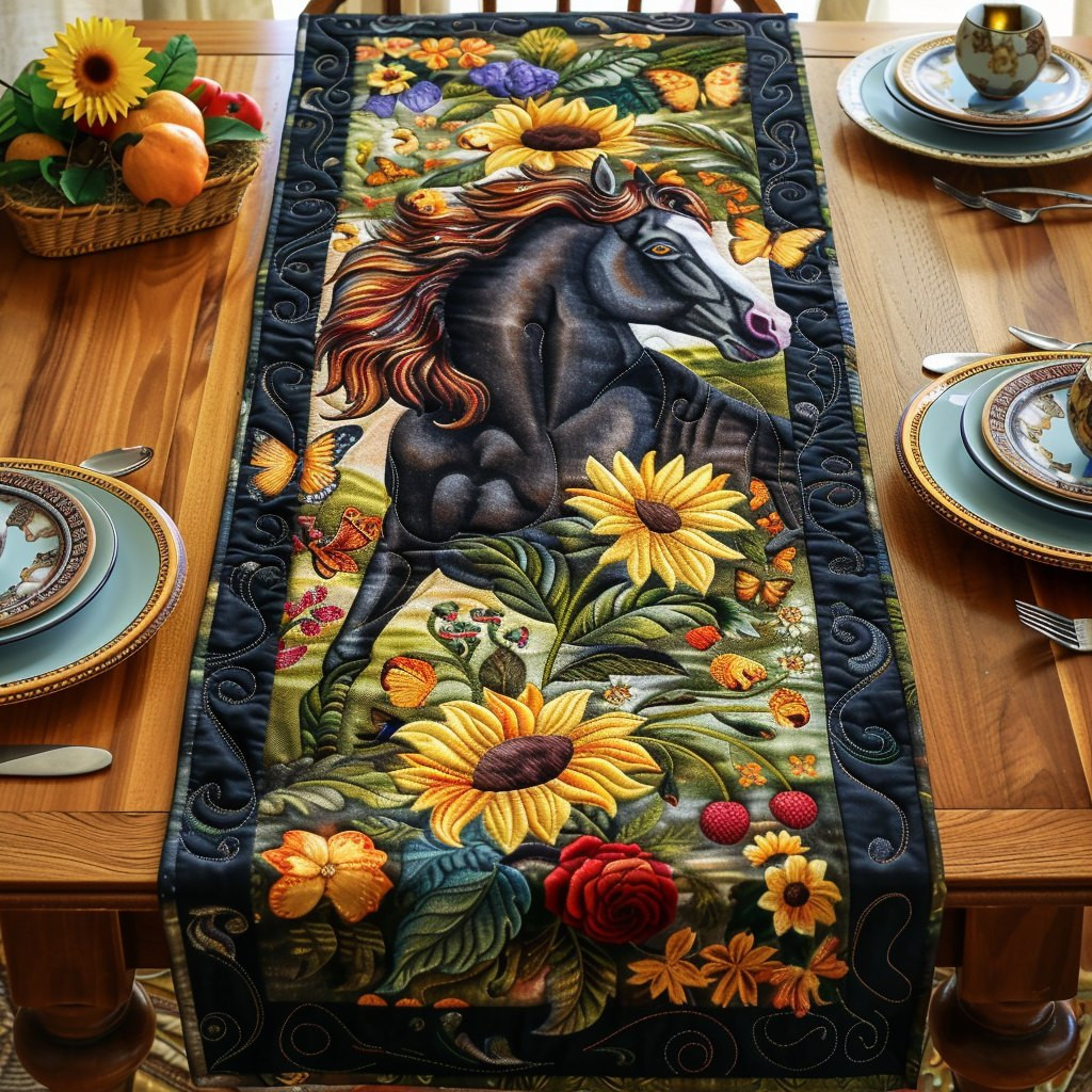Dark Horse with Sunflowers Table Runner - Made to Order TABLE928
