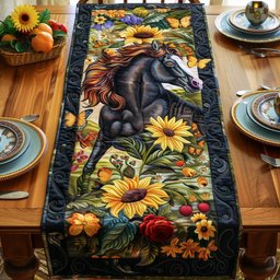 Dark Horse with Sunflowers Table Runner - Made to Order TABLE928