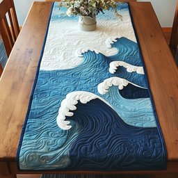 Curling Blue Wave Table Runner - Made to Order TABLE928