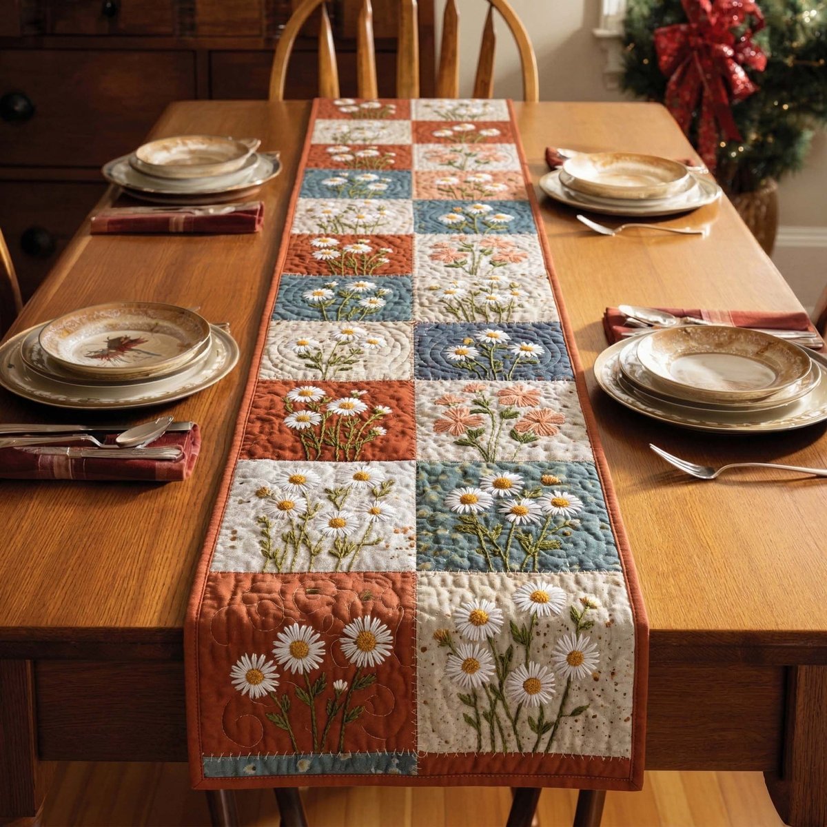 Daisy Mosaic Table Runner - Made to Order TABLE928