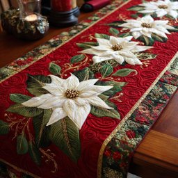 Crimson Blossom Table Runner - Made to Order TABLE928