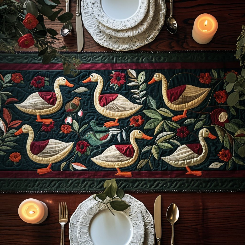 Crimson Duck Swam Table Runner - Made to Order TABLE928