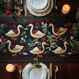 Crimson Duck Swam Table Runner - Made to Order TABLE928