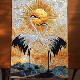 Cranes with Spread Wings on Gold Table Runner - Made to Order TABLE928